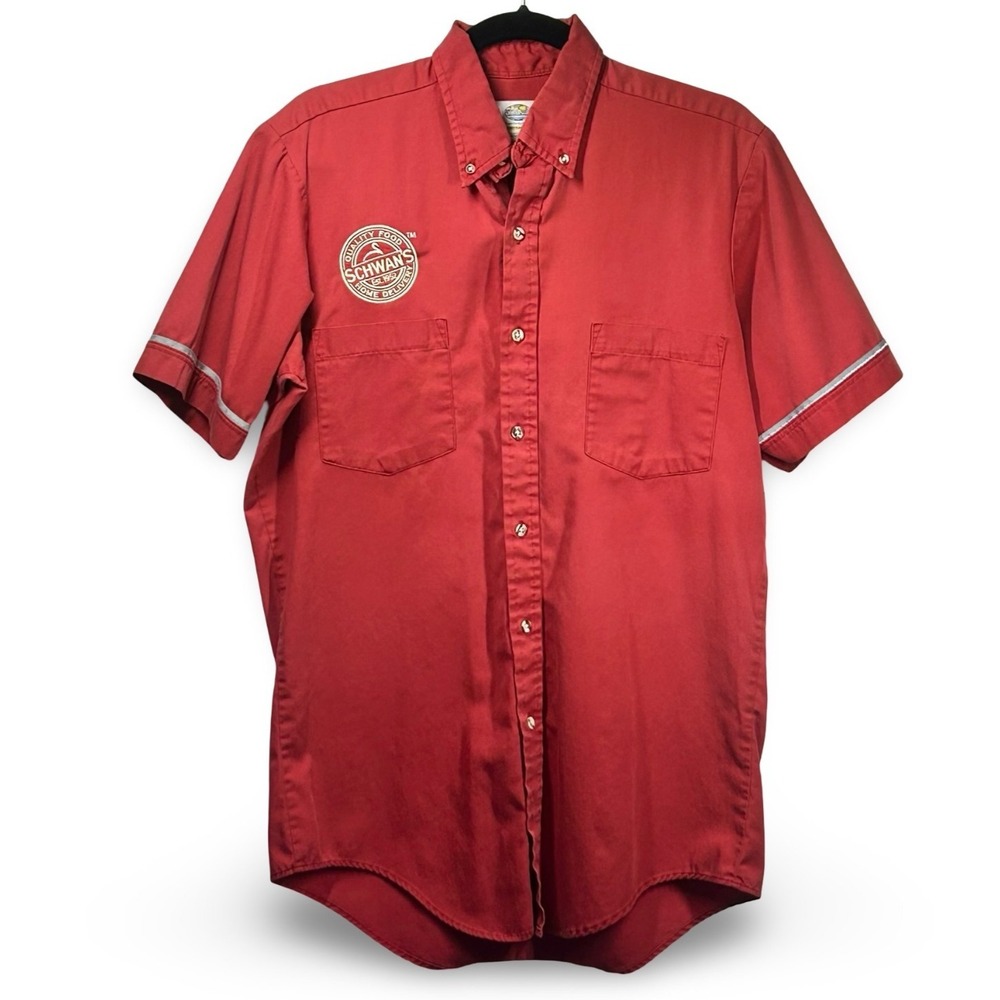 Schwan's by Riverside Button Down Uniform Shirt Size Medium Delivery Frozen Food
